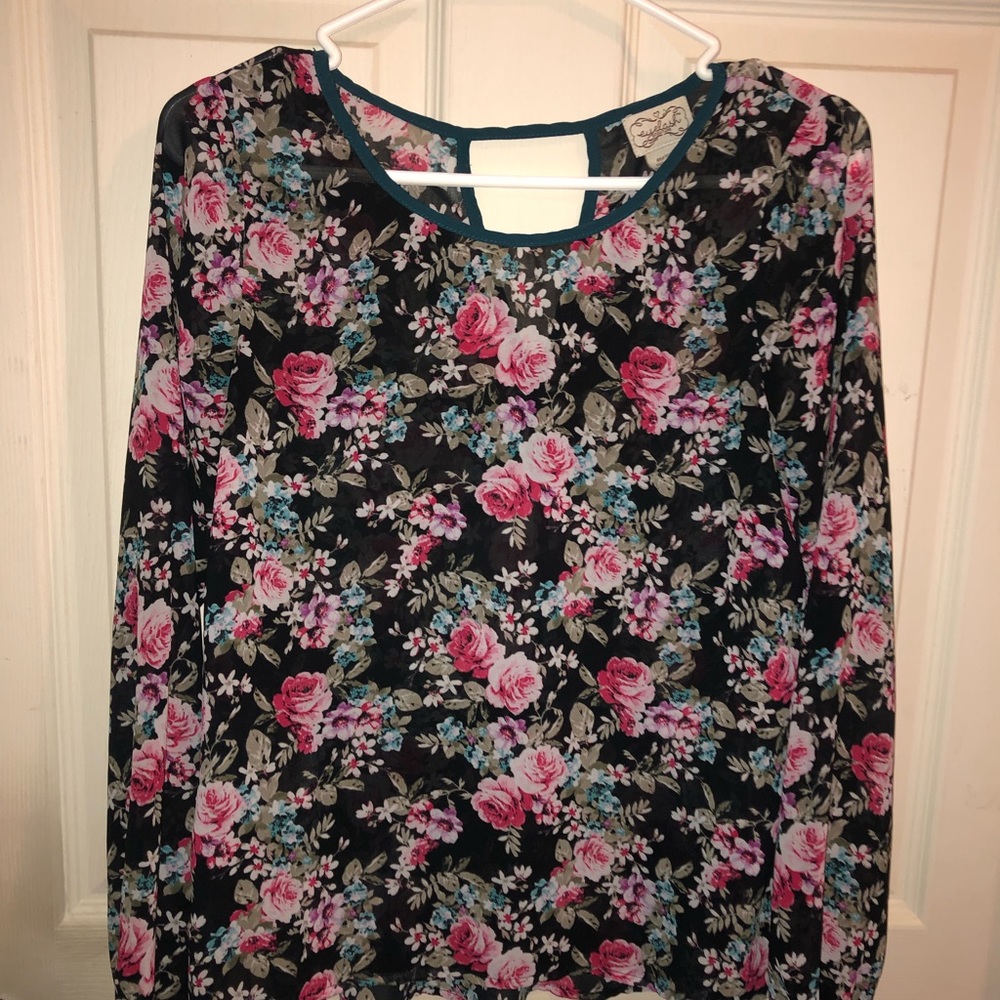 - - Eyelash size S floral print long sleeve shirt